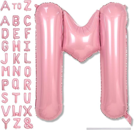 40 Inch Pastel Pink Letter Balloon, Giant Alphabet M Foil Balloons Baby Pink, Self Inflating Balloon Pearl Pink Letters M, Mylar Letter Customize Balloons for Girl Birthday Party Decorations Supplies