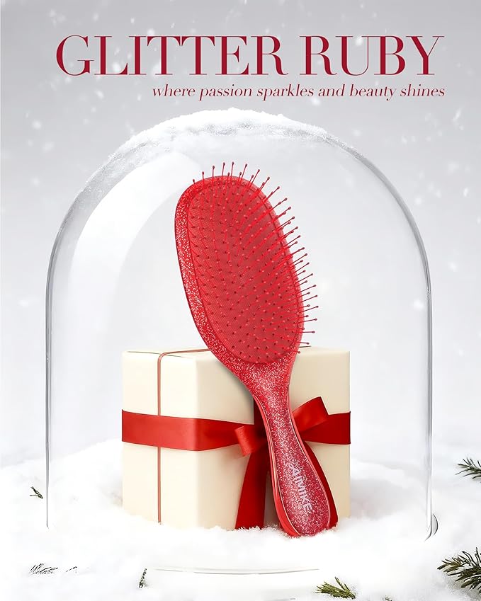 AIMIKE Detangling Brush, Paddle Brush w/Soft Bristles, Pain-Free Detangler Hairbrush Loosens Stubborn Tangles, Extra Gentle on Sensitive & Fine Hair, Christmas Gift for Women & Kids Wet Dry Hair