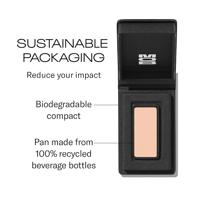 MOB Beauty Eyeshadow M2 Matte Bone – Light Base Shade for Brightening Eyes or Highlight, Blendable Talc-Free Vegan Cruelty-Free Skincare Infused Long Wear Sustainable Refillable Compact