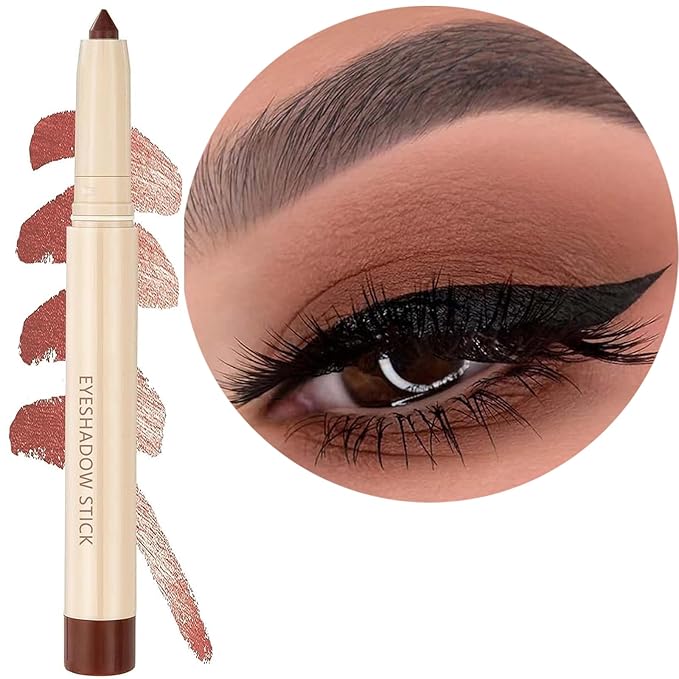 Eyeshadow Makeup, Waterproof Hypoallergenic Long Lasting Eye Liner, Highlighter Matte Cream Eye Shadow Stick, Glitter Primer Palette Shimmer Eyeliner Pen, Cocoa Matte