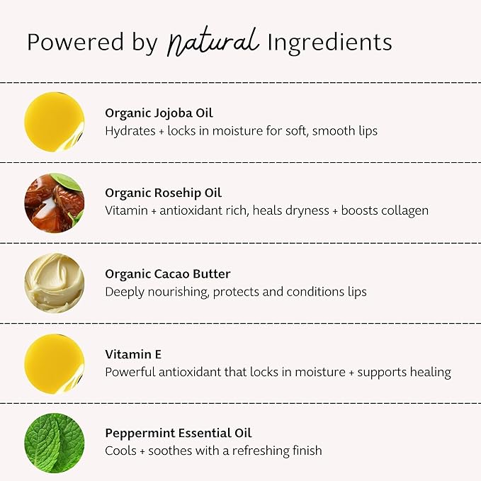 Slo | Natural Lip Balm - All Natural Ingredients, Vegan & Cruelty Free, Hydrating & Soothing, Plastic Free, Paper Packaging | Peppermint + Vitamin E, (0.28oz/8g)