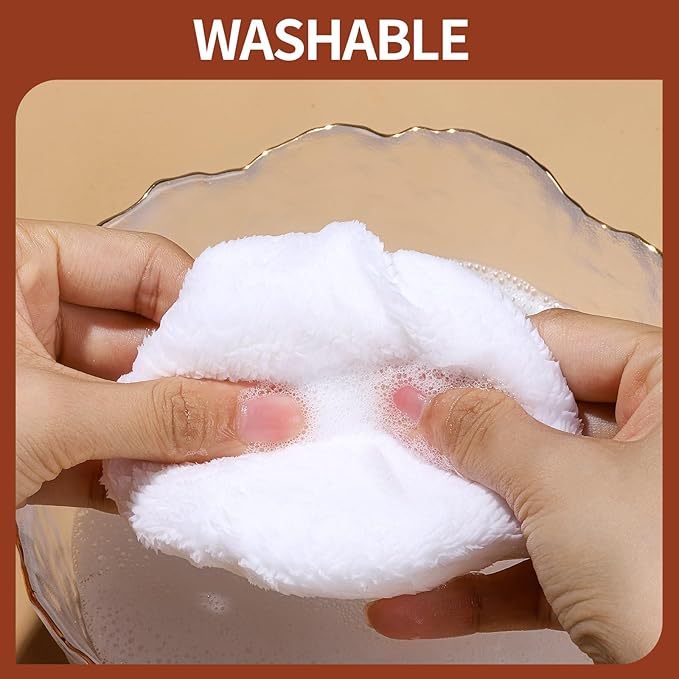 Teenitor 4.13 Inch Ultra Soft Washable Large Round Velour Powder Puff for Body Loose Powder, 4 Pcs