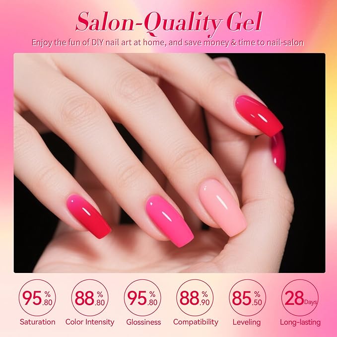 Born Pretty Neon Gel Nail Polish Spring Summer Hot Pink Green Blue Yellow Bright Rainbow Candy Sweet Color Gel Polish Kit Nail Art Manicure DIY Home Salon 6PCS