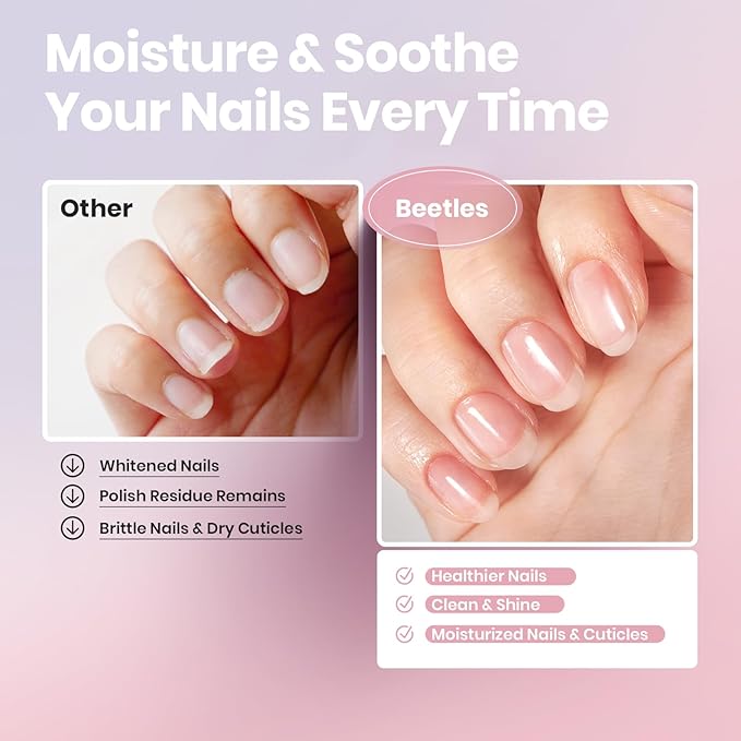Beetles Non Acetone Nail Polish Remover - 8.45Fl Oz/250ML Nourishing Formula Acetone Free Nail Polish Remover - Non-Drying - Professional Quick and Gentle Removal for Natural Damaged Nails