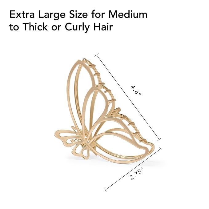 The Hair Edit Gilded Wing Clip - Extra Large Soft Gold Metal Butterfly Claw Clip