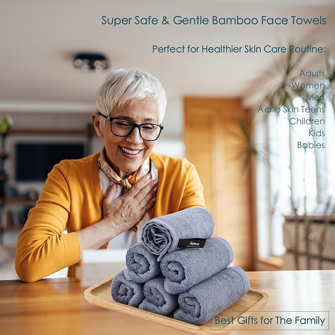 Wash Cloths 12 Pack, 13x13 inch Large Face Towel on Sensitive Skin, Easy to Clean Slate Blue Makeup Eraser Cloth, Super Soft and Gentle Bath Washcloths for Face and Body, Reusable Facial Clean Clot