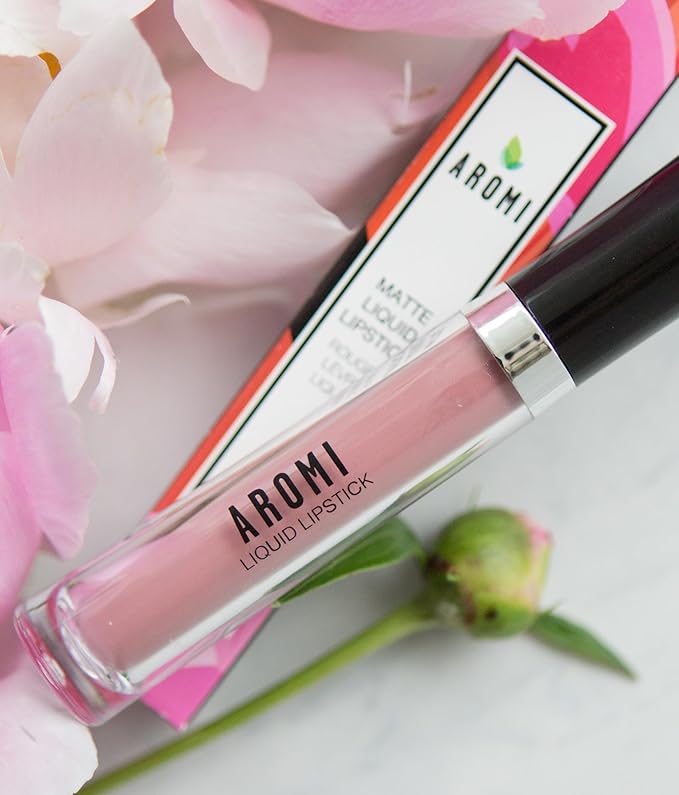 Aromi Matte Liquid Lipstick | Long-Lasting, Light, Pale Pink Lip Color, Waterproof, Vegan, Cruelty-free, Rosy Beige, Gluten Free (Blush Nude)