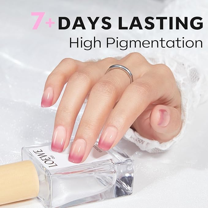 modelones Jelly Nail Polish Set 6 Colors, Milky White Pink Sheer Nude Quick Dry Mini Nail Lacquer Kit, Translucent Clear Transparent Peach Shimmer Manicure DIY Nail Art Spring Gift for Women Girls