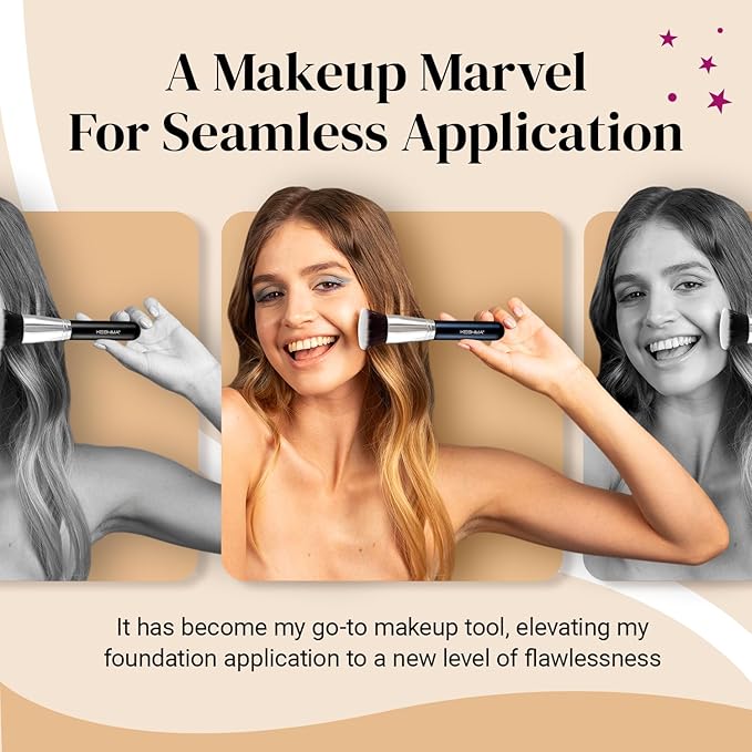 Large Flat Top Kabuki Foundation Brush by Keshima - Premium Makeup Brush for Liquid, Cream, and Powder - Buffing, Blending, and Face - 1.6" Top Diameter