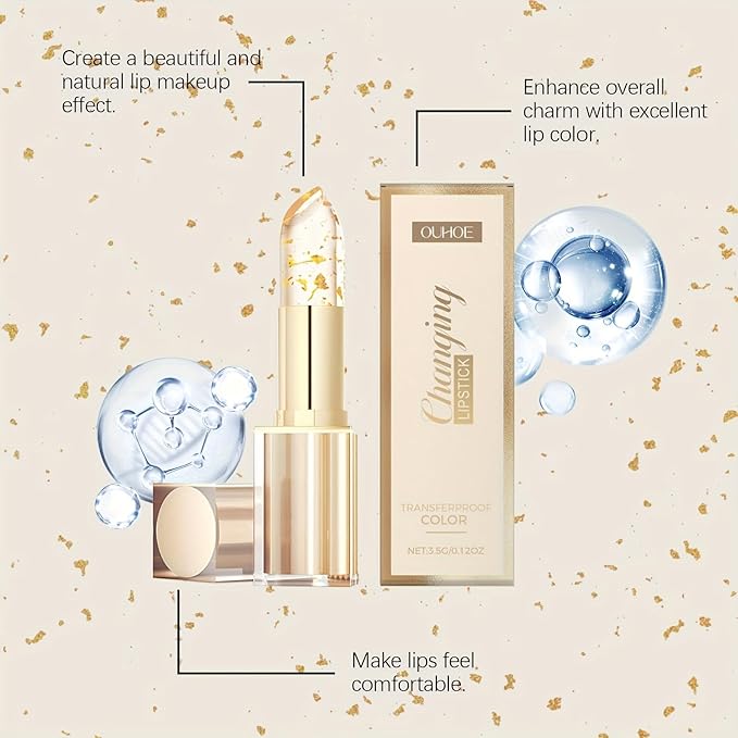Gold foil color changing and nourishing lipstick Nourishing and moisturizing aqua glass softening lip skin Non greasy lipstick