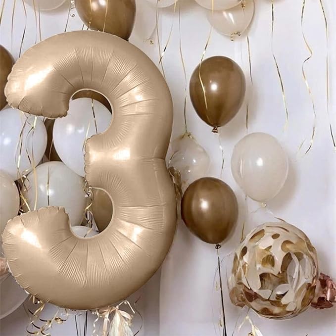 40 Inch Balloon Number 8 Nude, Large Apricot Foil Number Balloons Set 0-9, Neutral Digital 8 Helium Balloons for Girls Boys Men Women 8th 18th 80th Birthday Anniversary Graduation Party Decoration
