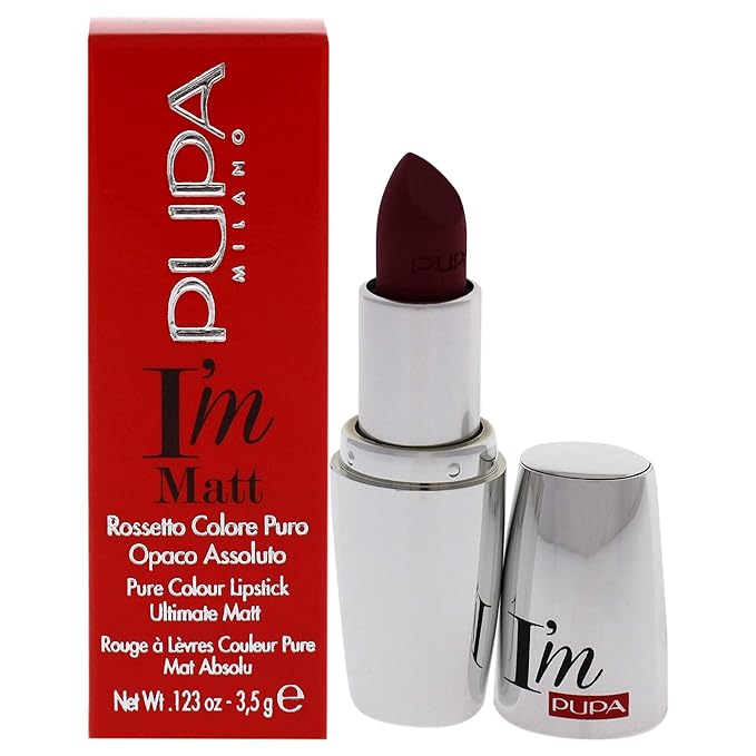 Pupa Milano I'M Matt Pure Color Lipstick - Velvety and Matt Lip Color - For Extraordinary Performance - Rich And Creamy Texture - 032 Fancy Mauve - 0.123 Oz