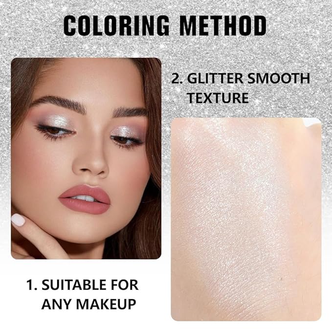 White Pearl Glitter Single Eyeshadow Palette - Single Shimmer Eye Shadow in Pearl White, Natural Highly Pigmented, Blendable Monochrome Powder Eye Shadow, Eyeshadow Palette Gift for Girls Women