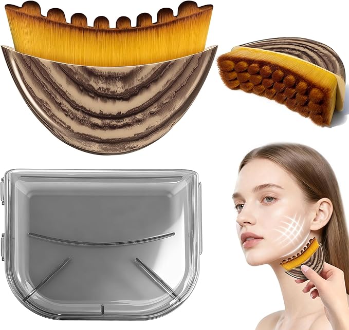 New Lymphatic Contour Face Brush, Lymphatic Drainage Facial Massager Brush for Chin & Neck Contour, Soft Bristles Suitable for All Skin Types, Ergonomic Beauty Tools with Portable Boxes (1 PCS)