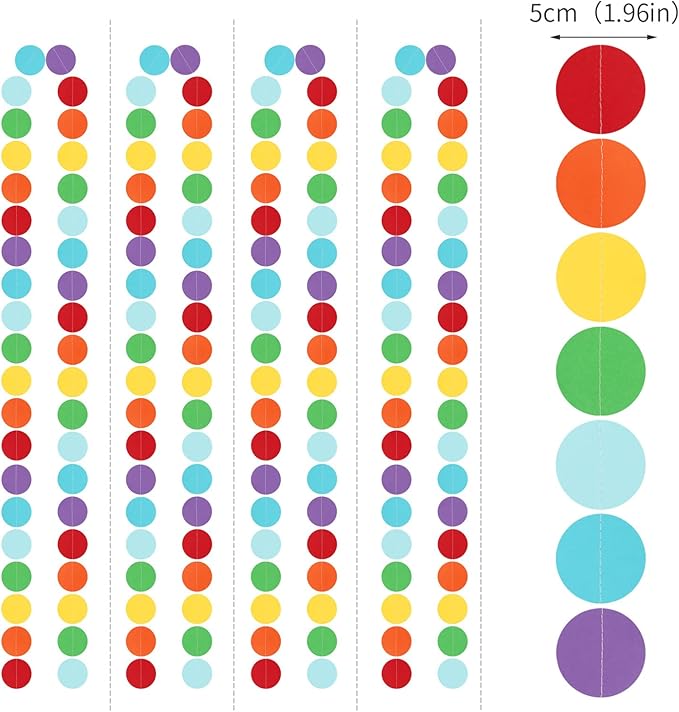 Rainbow Party-Decorations Paper-Garland Streamers Banner - 52Ft Colorful Theme Boy Girl Kids Birthday Favors Supplies,Baby Shower Wedding Hanging Backdrop Decor Ouruola