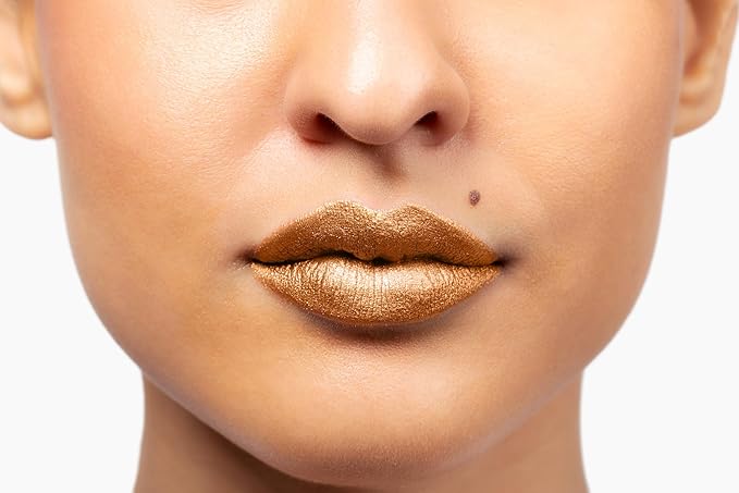 Aromi Gold Digger Metallic Liquid Lipstick, Bronze Yellow Lip Color with Shimmery Finish, Long-lasting Makeup, Handmade (Gold Digger)