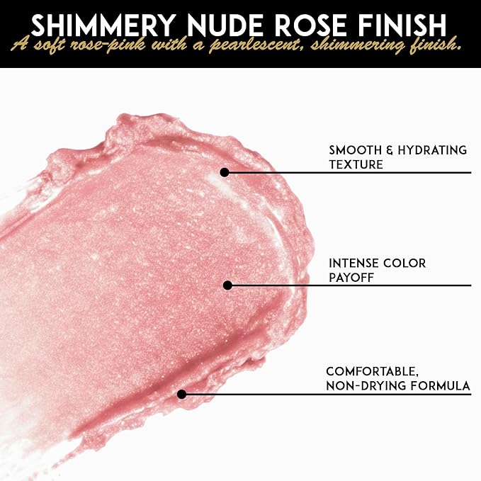 L'Paige Designer Lipstick - Rosy Pearl Color with Aloe Vera, Moisturizing and Long-Lasting Formula, Silky Silvery Pink Finish, Hydrating Lip Color for Soft, Smooth Lips, All-Day Wear, Shade L56