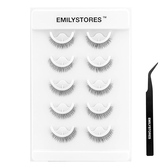 Self Adhesive Lashes Stick Eyelashes Wispy Light Pre-Glued Eyelash 5 Pairs with Applicator (DLP03)