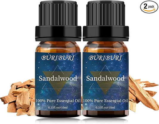Sandalwood Essential Oil 2Pack for Massage, Diffuser, Humidifier - 100% Pure Sandalwood Oil 10ml