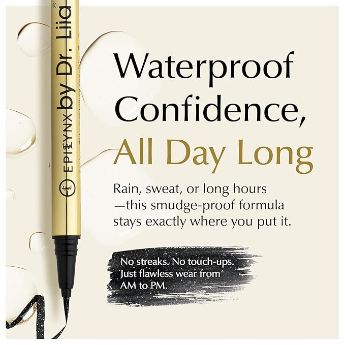 EPILYNX Waterproof Eyeliner - Smudge-Proof Liquid Eyeliner Pen with Precision Tip for Smooth, Long-Lasting Application - Vegan, Hypoallergenic & Gluten-Free Eye Liner - 2mL Shimmer Black