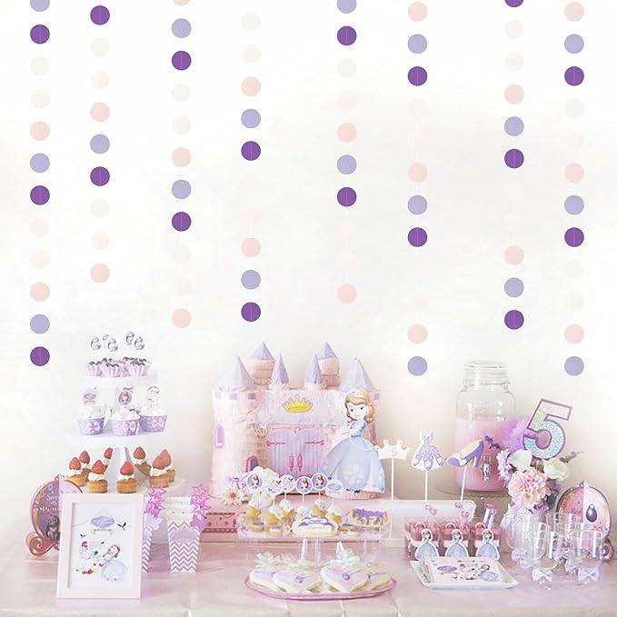 Purple-White Pink Birthday Party-Decorations Streamers - 52FT Girl Women Hanging Paper Garland Banner,Baby Bridal Shower Engagement Wedding Anniversary Bachelorette Backdrop Decor Hugtmr