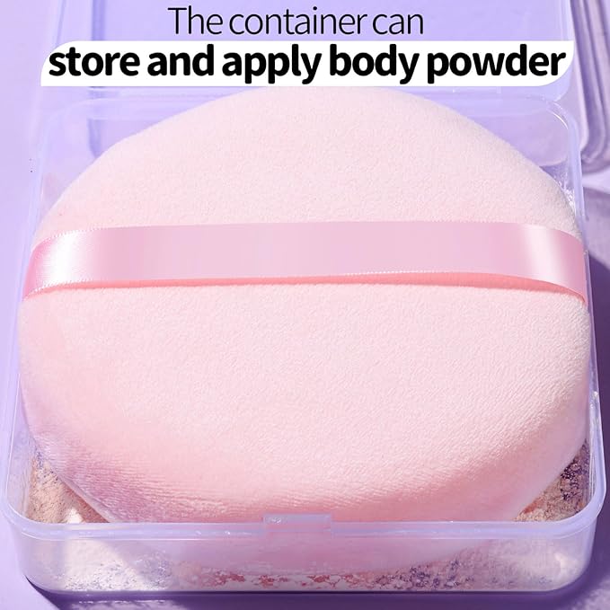 Teenitor 2Pcs 5Inch Pink Body Powder Puff, Powder Puff for Body Powder, Soft Velour Puff Pink