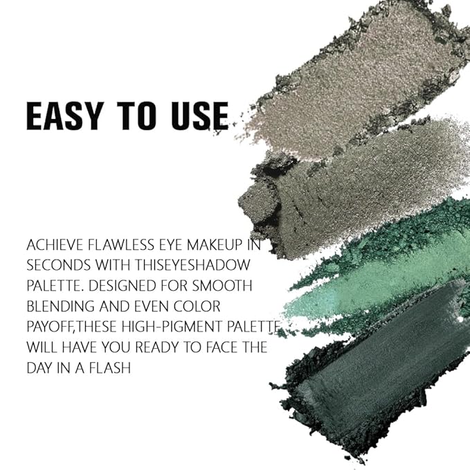 Kaely Powder Eyeshadow Quad, Matcha Green Matte Glitter Eyeshadow Palette Makeup, Neutral Eye Shadow Palette for Older Women Pigmented Waterproof, sombras para ojos, Blendable, Cruelty-free, 12