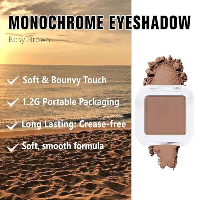Kaely Single Eyeshadow Makeup, Rosy Brown Neutral Powder Matte Eye Shadow for Older Women, Mini Monochrome Eye Shadow Palette Pigmented Waterproof, sombras para ojos, Lightweight Blendable, 14