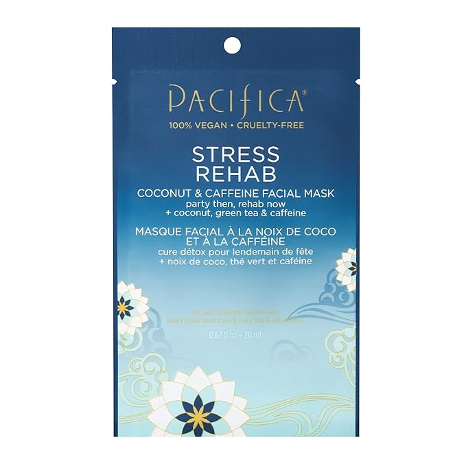 Pacifica 3-Pack Face Sheet Mask Variety Set – Brightening Vitamin C, Green Detox & Stress Rehab Hydrating Masks for Glowing Skin, Holiday Beauty Gift for Women Teens Girls, Vegan Clean Skincare