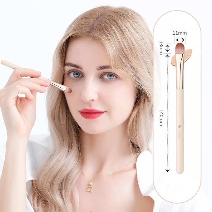 DUcare Foundation Concealer Brush 2Pcs Flat Top Kabuki Brush for Face Synthetic Liquid Blending Mineral Powder Makeup Tools pink