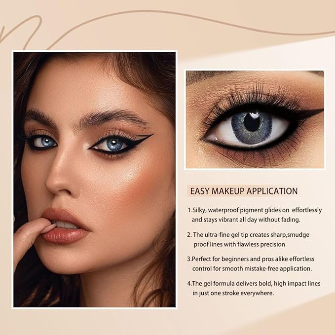 12 Pcs Black Eyeliner Pencil Gel Eyeliner Pen with Retractable and Waterproof Eye Liner for Bold and Defined Eye Liner(Black)