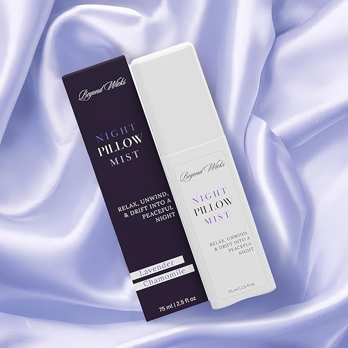 Pillow Spray – Lavender Chamomile Sleep Spray with Essential Oils – Relaxing Aromatherapy Mist for Pillows, Bedding, and Linens – Nighttime Pillow Mist – 75ml (2.5 fl oz) by Beyond Wicks