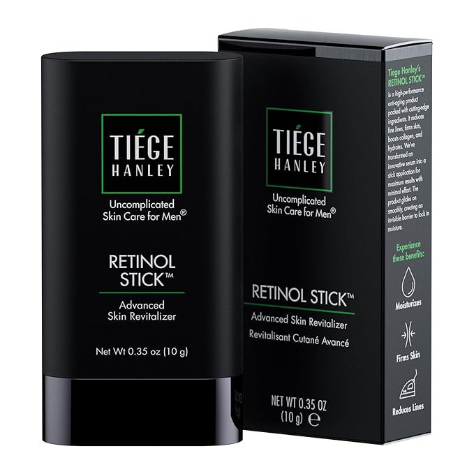 Tiege Hanley Retinol Stick for Men - Anti-Aging Retinol Stick with Hyaluronic Acid & Niacinamide for Fine Lines, Dark Circles, & Wrinkles - Firms Skin & Improves Collagen Production