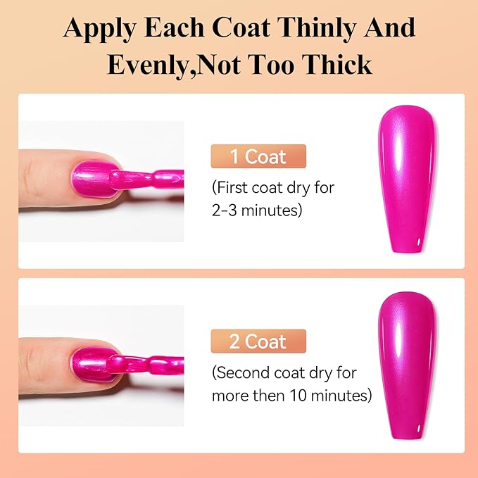 Nail Polish Quick Dry, Rose Hot Pink Nail Lacquer Nail Art Polish Non-Gel Air Fast Drying, Shimmer Pink Nail Pigment High Coverage Fingernail Concealer Polish, 1PC 12ML Long Wear