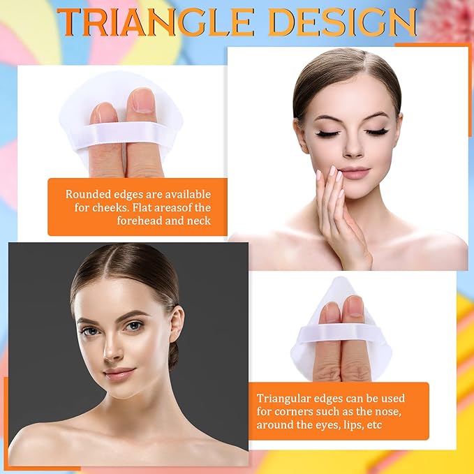 Meanplan 100 Pcs Powder Puff Face Soft Makeup Sponge Triangle Powder Puffs for Loose Velour Cosmetic Foundation Wet Dry Sponge Makeup Tools(Black, White, Pink)