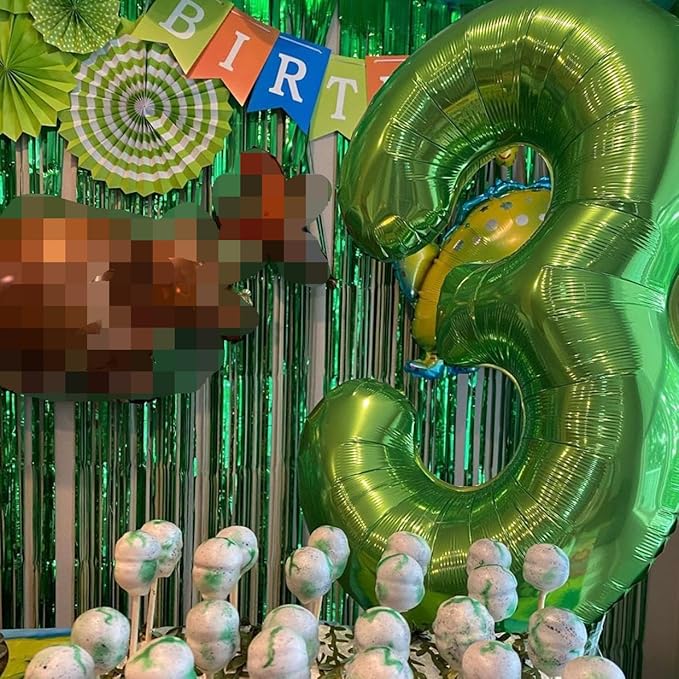 40 Inch Green Large Numbers Balloons 3, Self Inflating Digit 3 Helium Balloons for 3rd Boys Girls, Foil Mylar Big Number Balloons 0-9 for Women Men Birthday Party Anniversary Supplies Decorations