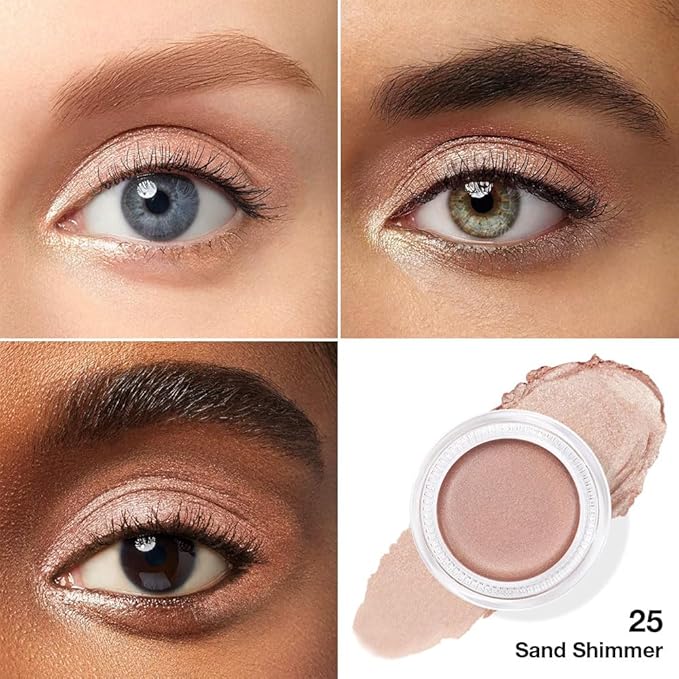 Kaely Single Cream Eyeshadow Pot, Sand Shimmer Eye Shadow for Older Women High Pigmented Waterproof, Natural Eyeshadow Palette Makeup Brightener, sombras en crema para ojos, Blendable, 25