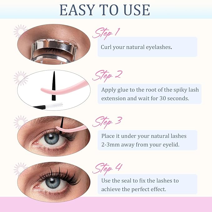 Spike Lash Clusters Lash Spikes D Curl Manga Lashes 13-21mm Soft and Lightweight Fairy Spiky Lash Clusters DIY Eyelash Clusters at Home by FADLASH (0.07D, 13-21mm)