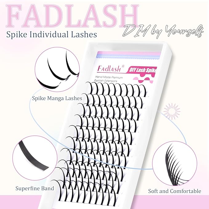 Spike Lash Clusters Lash Spikes D Curl Manga Lashes 13-21mm Soft and Lightweight Fairy Spiky Lash Clusters DIY Eyelash Clusters at Home by FADLASH (0.07D, 13-21mm)