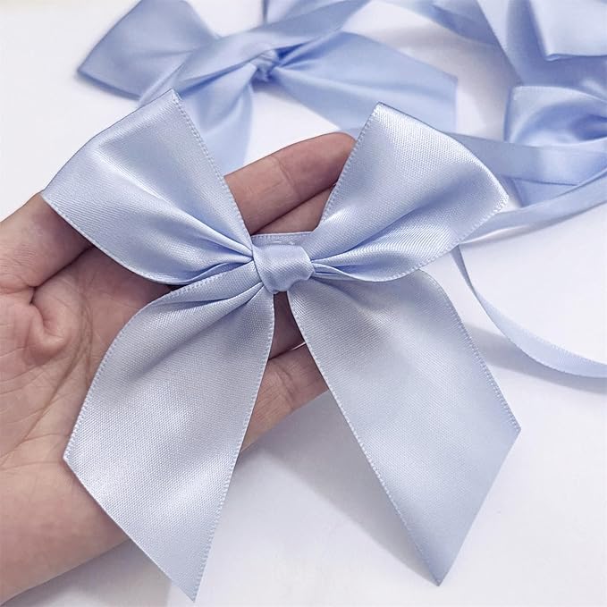 2pcs Bow Garland Banner, Ribbon Bow Party Decorations for Baby Shower Girls Bow Coquette Birthday Party Decor (Blue)