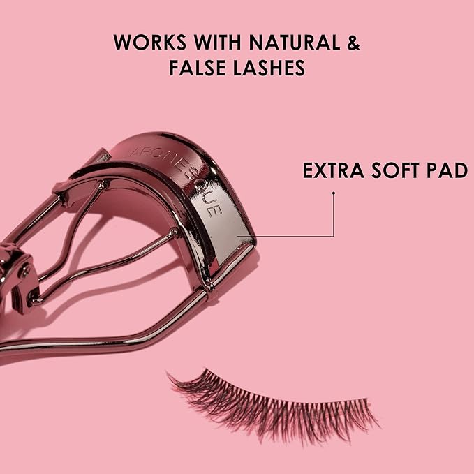 JAPONESQUE Extreme Lash Curler - Scissor Comfort Handle, Deep Curl, Keeps Lashes Curled for 8 Hours, High Arch Design, for Natural or False Lashes, Includes 1 Refill Pad (Gunmetal)