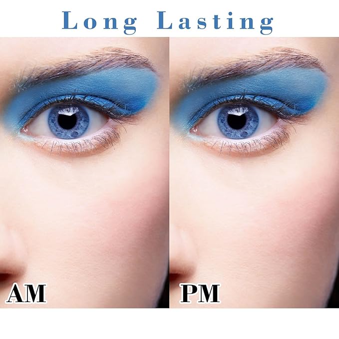 MEICOLY Single Blue Eyeshadow with Mirror and Mini Brush,Matte Eye Shadow Powder,High Pigment Eye Makeup,Waterproof Eyeshadow Palette,Talc-Free,Long Lasting,Blendable