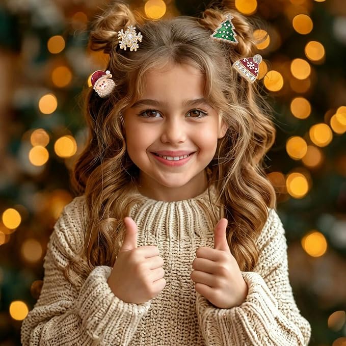 6 Pcs Christmas Hair Claw Clips Santa Claus、Xmas Tree、House、Hat and Snowflake Design Small Claw Clip Christmas Mini Hair Clips for Women Girls Hair Accessories