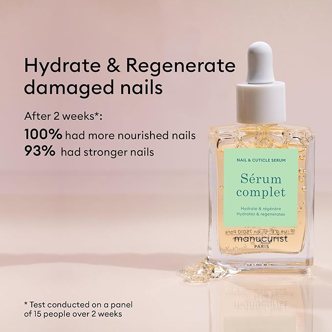 Manucurist Healthy Glow Duo - Active Glow Raspberry (Pink) Repairing Nail Polish Care & Complete Nail & Cuticle Serum - 2 in 1 Nail Strengthener Polish - Plant-Based Formula - Beauty Gift for Women