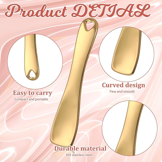 3 PCS Mini Metal Makeup Spatula, Reusable Skin Care Cosmetic Spatula Facial Applicator Tool Beauty Spatula Cosmetic Spatula for Face Mask Cream Lotions Moisturizers(Silver Gold Rose Gold)