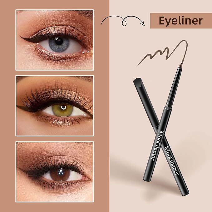 12 Pcs Brown Eyeliner Pencil Gel Eyeliner Pen with Retractable and Waterproof Eye Liner for Bold and Defined Eye Liner (Brown)