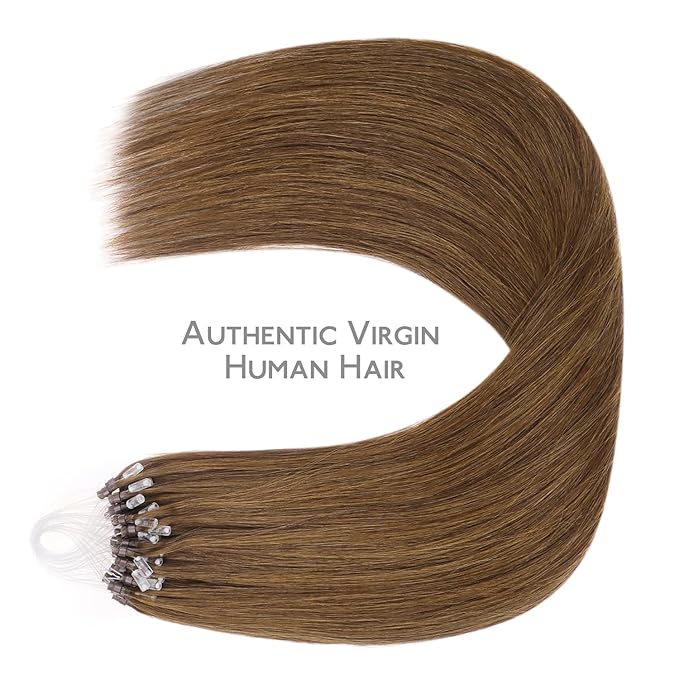 WENNALIFE Microlink Hair Extensions Human Hair, 50g 50s 16 Inch Light Auburn Brown Remy Micro Bead Hair Extensions Real Human Hair Micro Link Micro Loop Micro