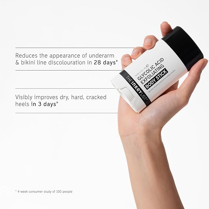 The INKEY List Glycolic Acid Exfoliating Body Stick 45g, Multiple Concerns, One Targeted Solution, Delivers Deep, Effective Exfoliation, Fragrance Free, Suitable For All Skin Types