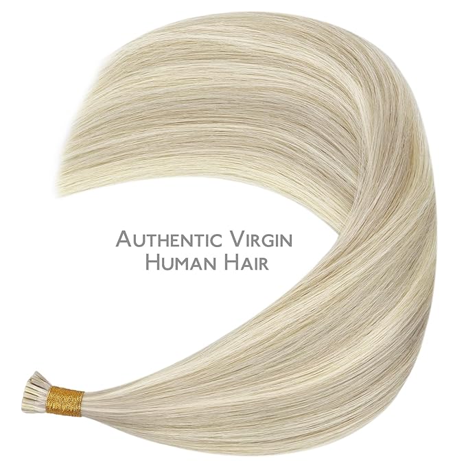 WENNALIFE I Tip Hair Extensions Human Hair, 50g 100s 16 Inch Ash Blonde Highlighted Platinum Blonde Remy Itip Human Hair Extensions Invisible Itips Straight I Tips Fusion Extensions Real Human Hair