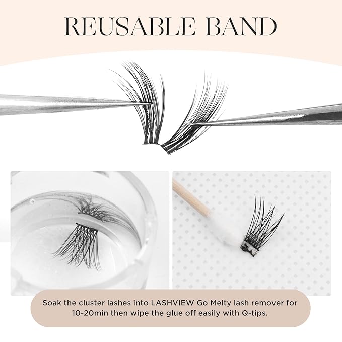 PopUp Lash Clusters 144 Pcs Cluster Lashes DIY Cluster Eyelash Extensions Mega Volume Reusable Individual Lashes Cluster Volume Look Super Thin Band & Soft(705）